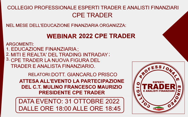 Webinar 2022 CPE Trader sull'educazione finanziaria